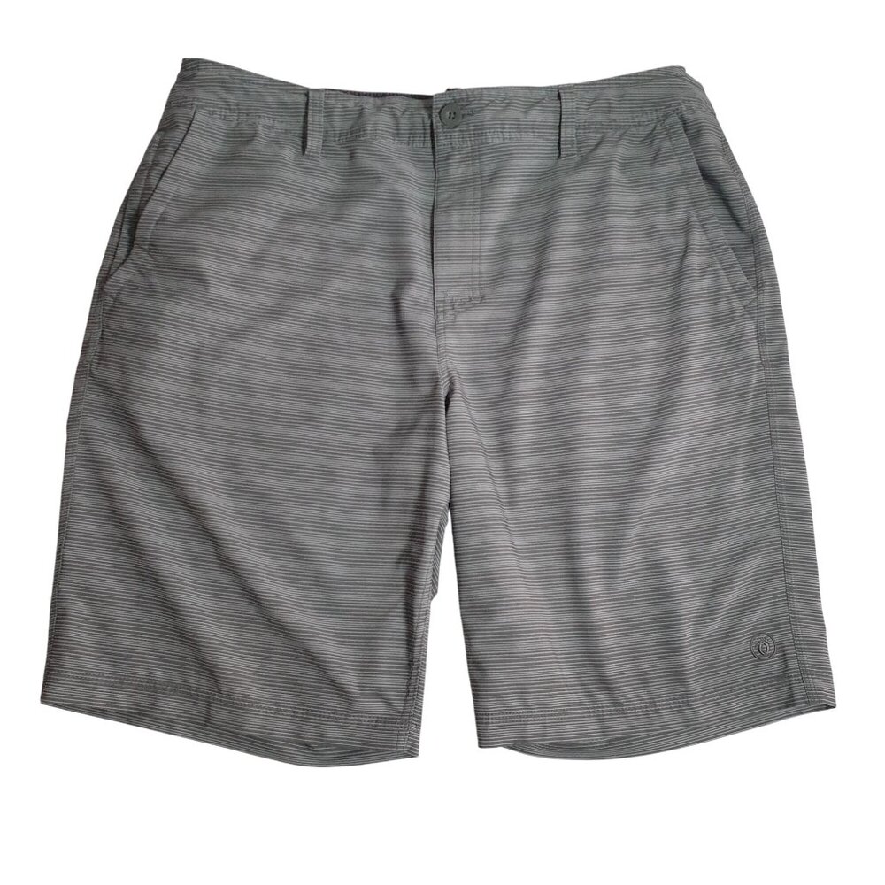 Hang Ten Mens Striped Gray Board Shorts Size 36 Swim Trunks Vacation Surf Beach
